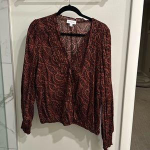 Burgundy paisley long sleeve top